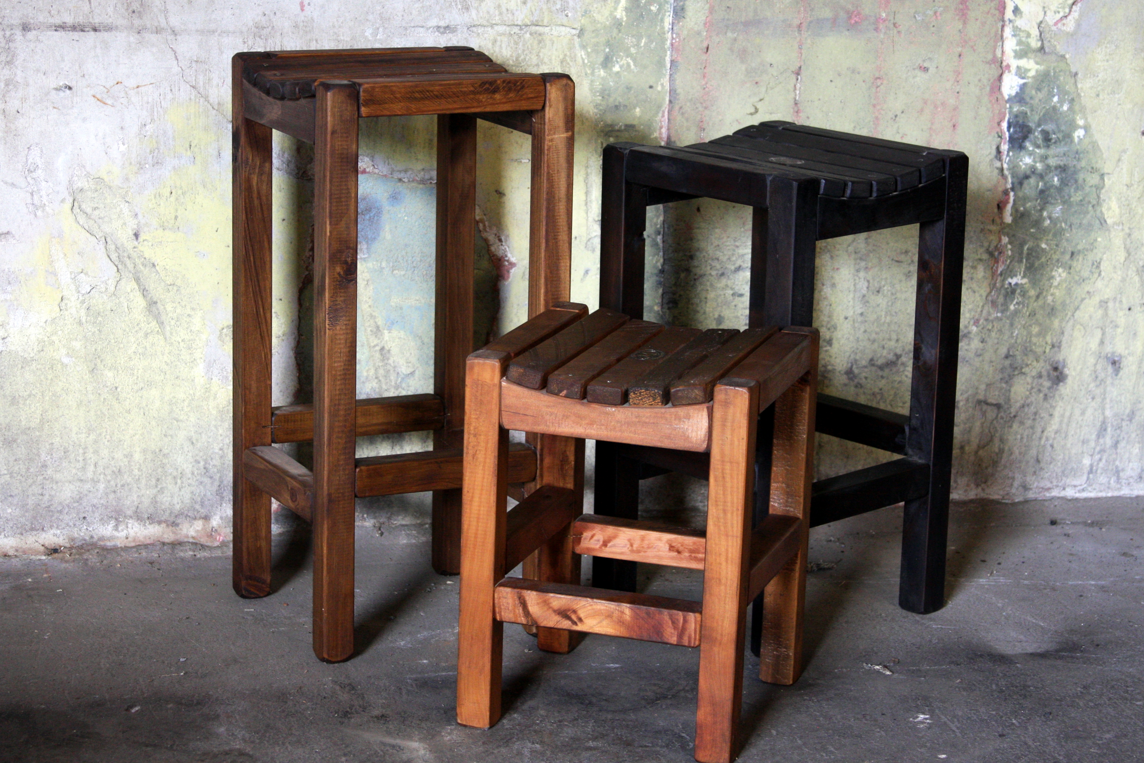 Wood Slat Barstools  Sizes: 450mm high  650mm high   750mm high 