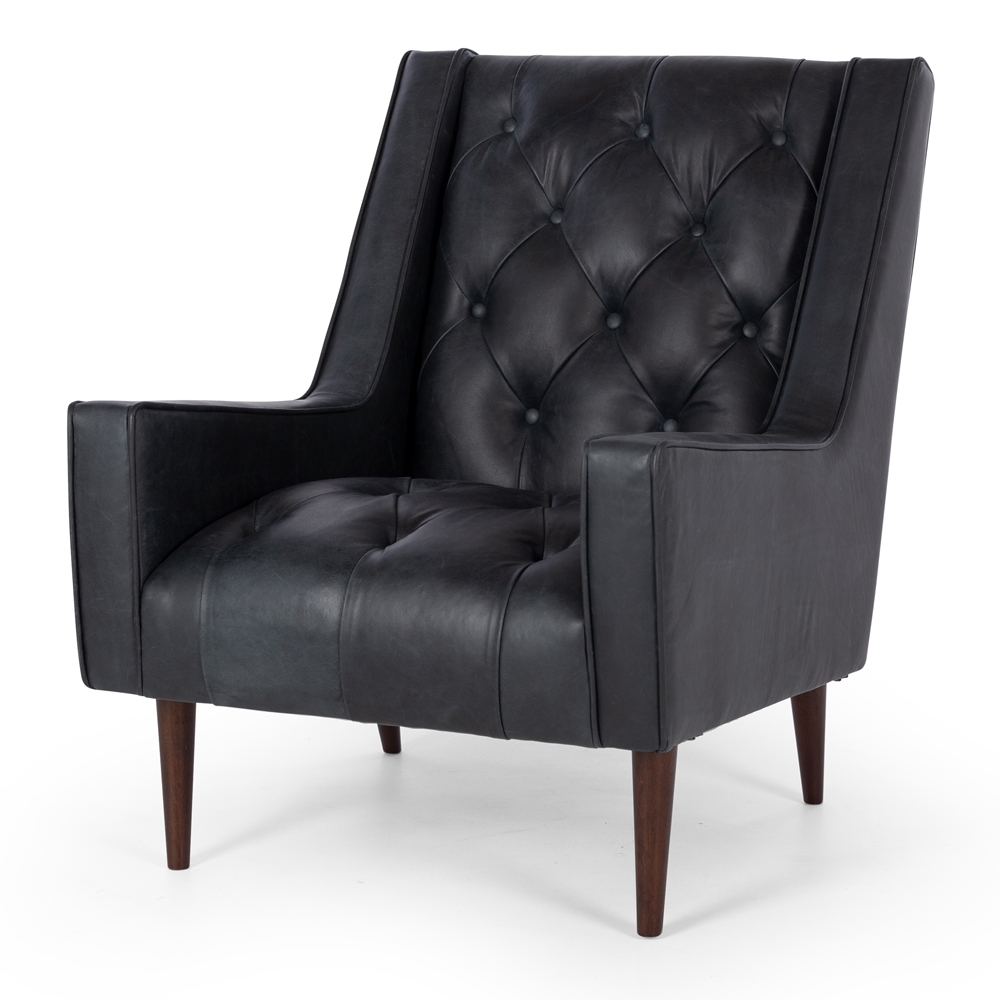 Winston Armchair in Charme Black  Fully upholstered with a solid NZ Pine frame (10 year guarantee). High density layered block foam on high quality webbing.    Dimension W70 D93 H89CM