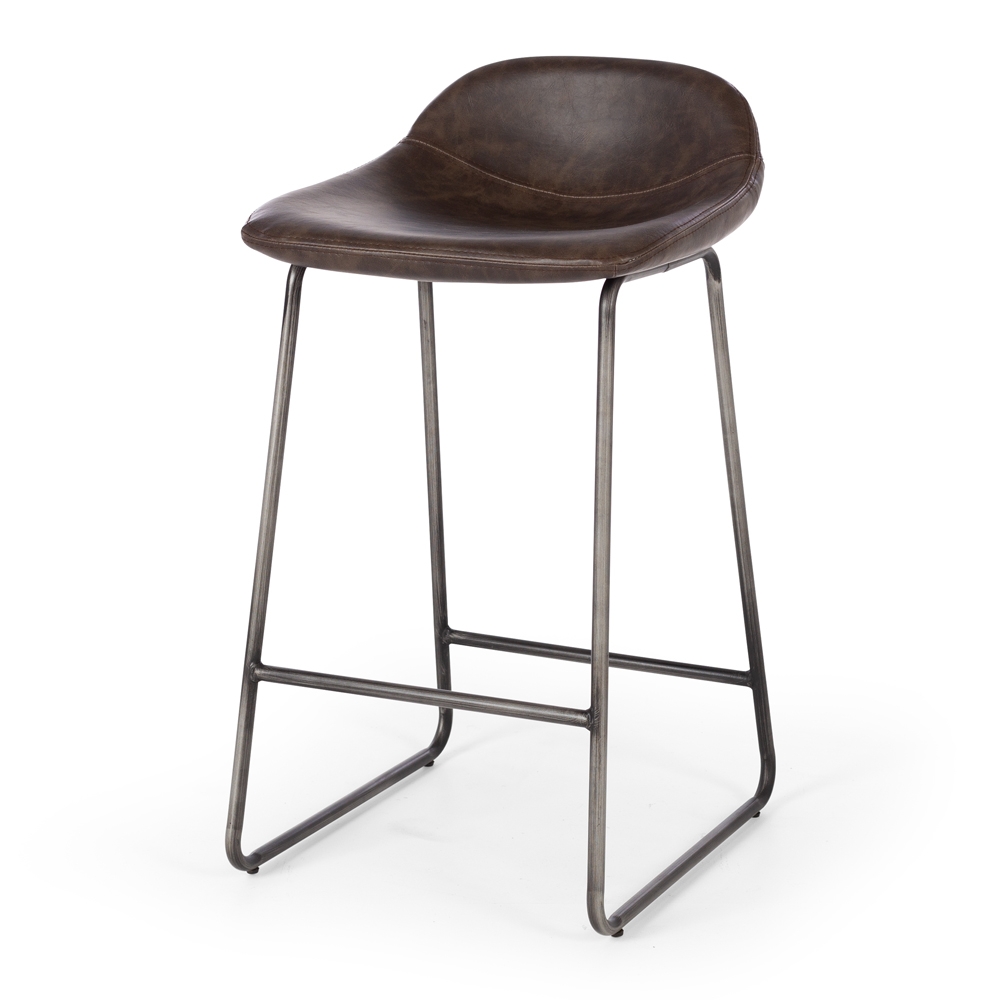 Hauser Barstools Vintage Dark Brown  Dimension W420 D450 H76.50 SH650   Metal Brushed   Ply frame and solid ply seat, high density foam. Dark Brown  leatherette  upholstery and brushed metal legs.  