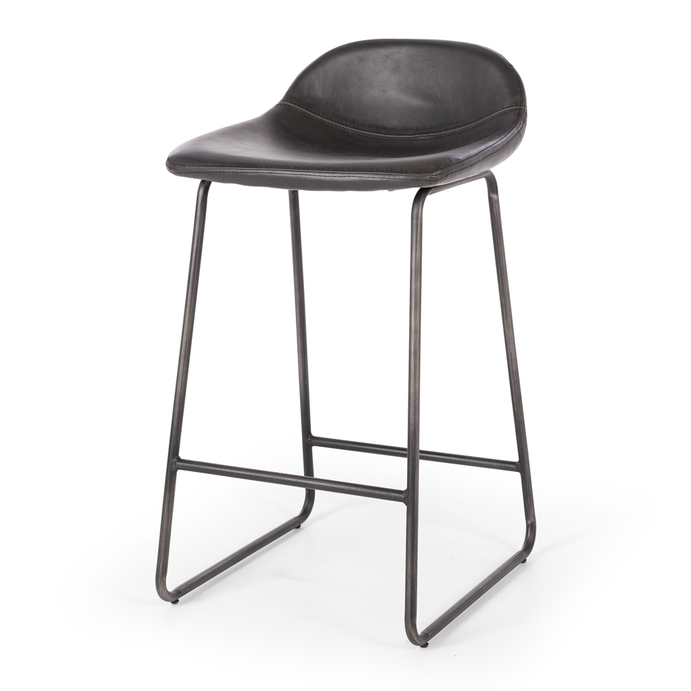 Hauser Barstools Vintage Dark Grey Dimension W420 D450 H76.50 SH650   Metal Brushed   Ply frame and solid ply seat, high density foam. Grey  leatherette  upholstery and brushed metal legs.  