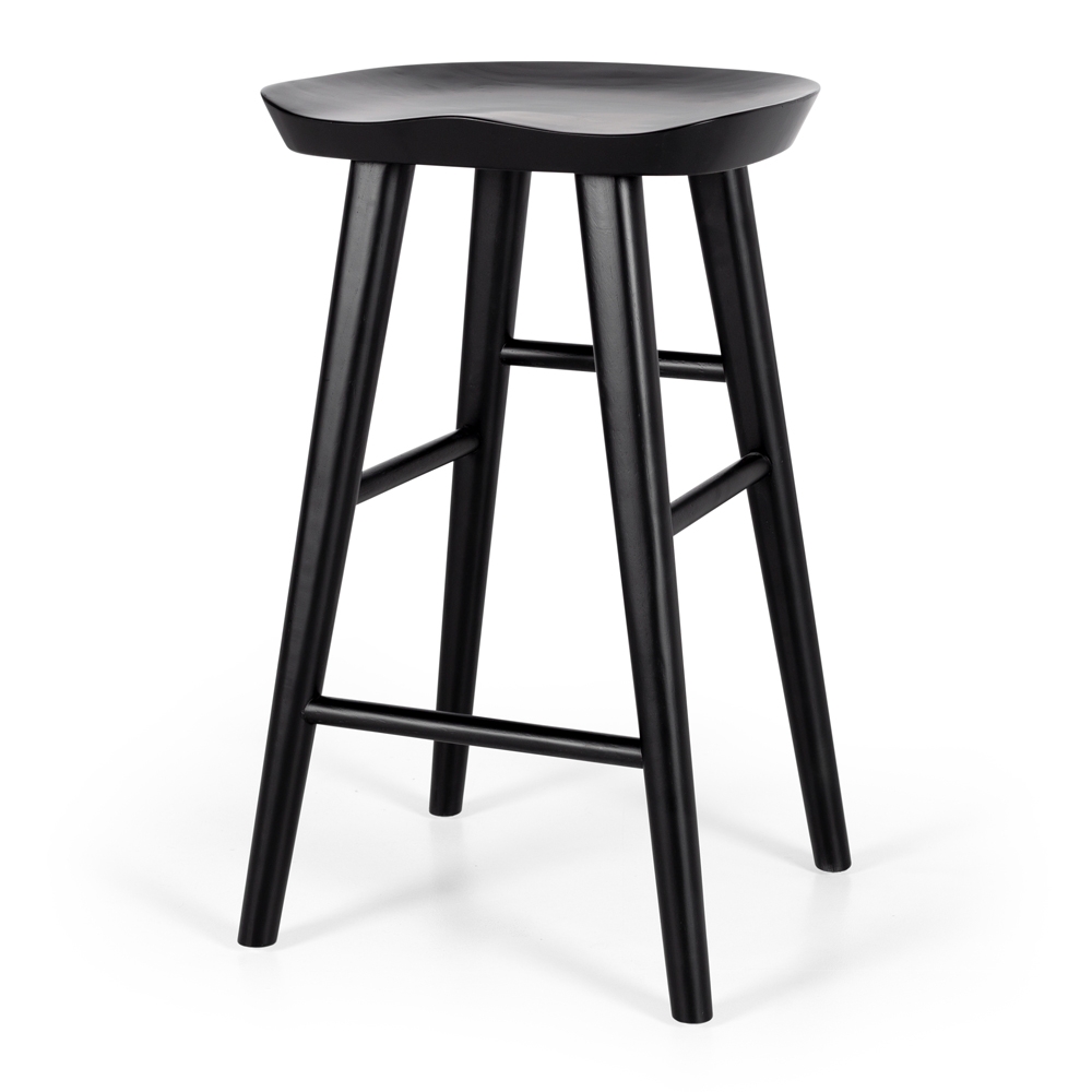 Saddle Black Oak  Barstool  Solid Oak frame with a durable semi-gloss finish, stoppers on feet. Dimension W390 D320 SH650