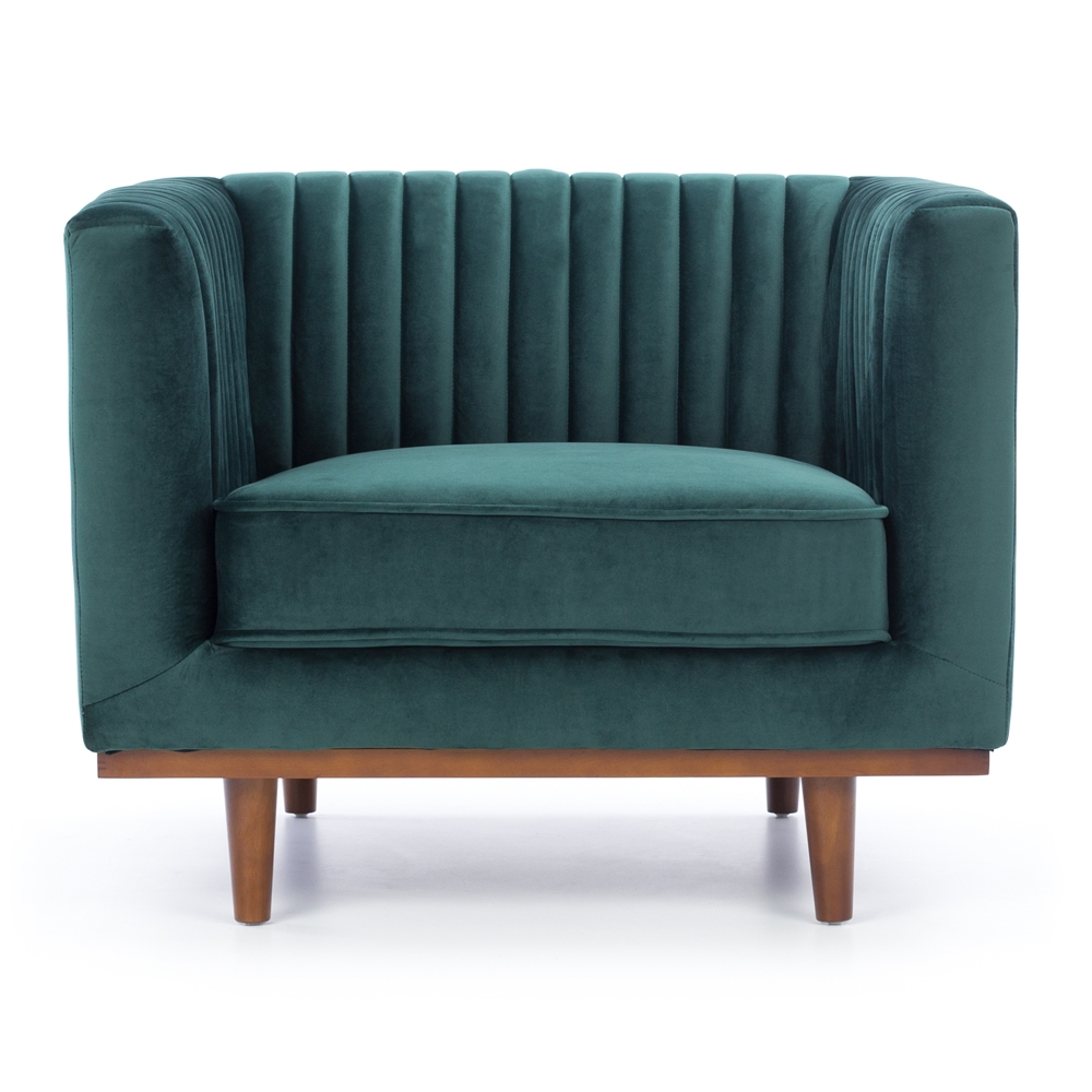 Madison Armchair    Colours Greenery, Golden, Daintree, & Dark Green  Constructed from a solid plywood frame and pocket sprung with medium comfort high density layered block foam on high quality webbing.   Dimension W890 D880 H720