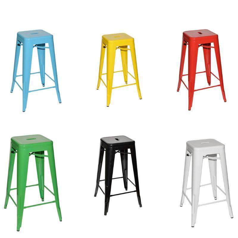 Tolix  all metal stools - 750high  Black, Yellow, Green, White, Gun Metal,  Matt Black, Orange, Blue 