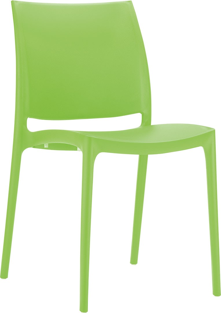 The  Maya Topical Green is a one piece polypropylene chair. Using the latest air moulding processes. 
Great for  indoor, outdoor use, contemporary or classic design and Stackable. 