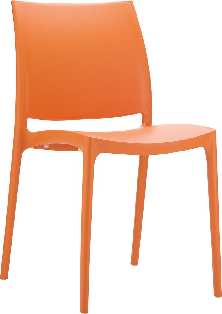 The  Maya Orange is a one piece polypropylene chair. Using the latest air moulding processes. 
Great for  indoor, outdoor use, contemporary or classic design and Stackable. 