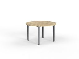 1200mm round Cubit meeting table with 25mm Nordic Maple worktop and silver powdercoat frame.