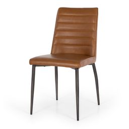Hanz  Chair 
Style Contemporary
Metal Matt Black
Colour Vintage Cognac
Design Ply frame and solid ply seat, high density foam. 
W450 D580 H870 SH480